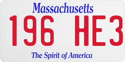 MA license plate 196HE3