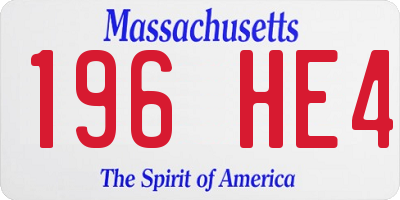 MA license plate 196HE4