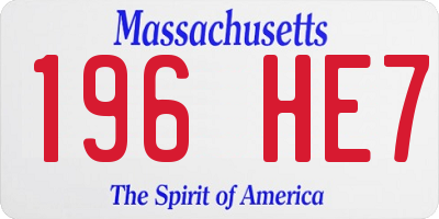 MA license plate 196HE7