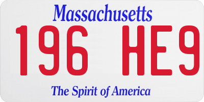 MA license plate 196HE9