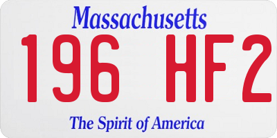 MA license plate 196HF2