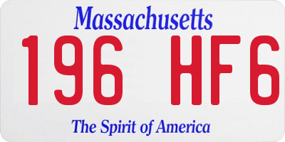 MA license plate 196HF6