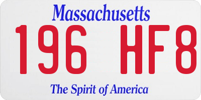 MA license plate 196HF8