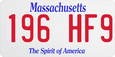 MA license plate 196HF9