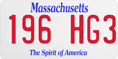 MA license plate 196HG3