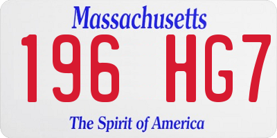 MA license plate 196HG7