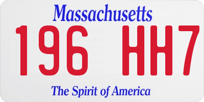 MA license plate 196HH7