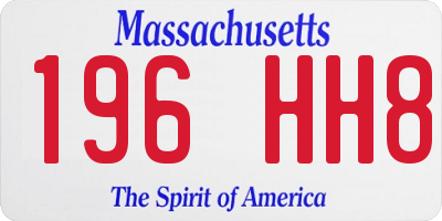 MA license plate 196HH8