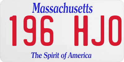 MA license plate 196HJ0