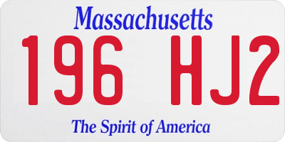 MA license plate 196HJ2