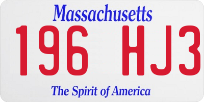 MA license plate 196HJ3