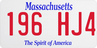 MA license plate 196HJ4