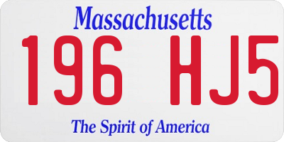 MA license plate 196HJ5