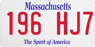 MA license plate 196HJ7
