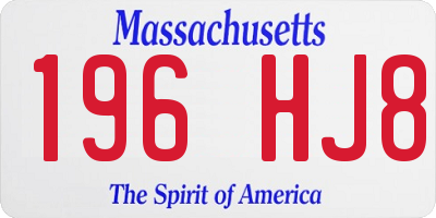 MA license plate 196HJ8