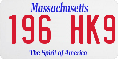 MA license plate 196HK9