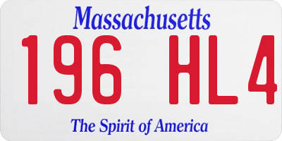 MA license plate 196HL4