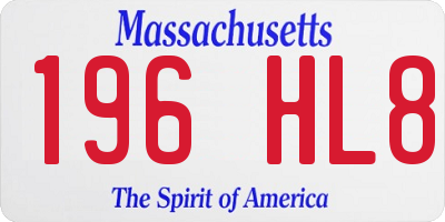 MA license plate 196HL8