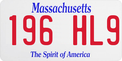 MA license plate 196HL9