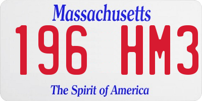 MA license plate 196HM3
