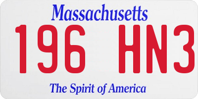 MA license plate 196HN3