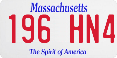 MA license plate 196HN4