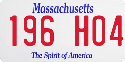 MA license plate 196HO4