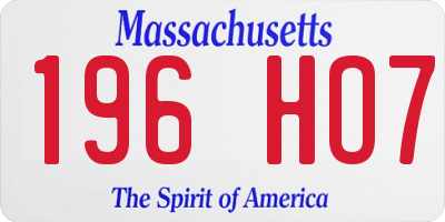 MA license plate 196HO7