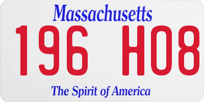 MA license plate 196HO8