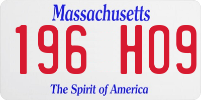 MA license plate 196HO9