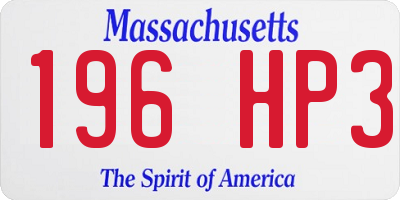 MA license plate 196HP3