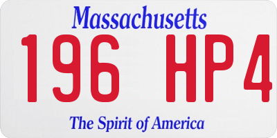 MA license plate 196HP4
