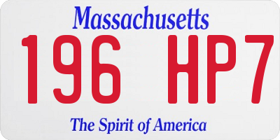 MA license plate 196HP7