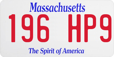 MA license plate 196HP9