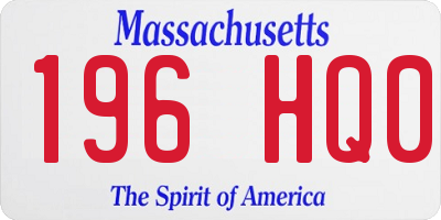 MA license plate 196HQ0