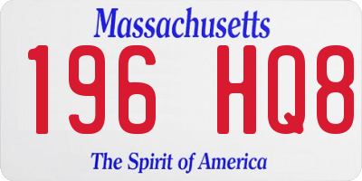 MA license plate 196HQ8