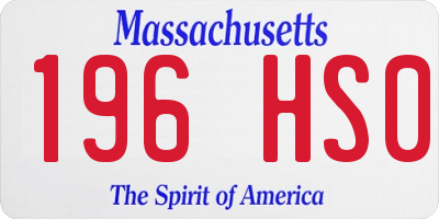 MA license plate 196HS0