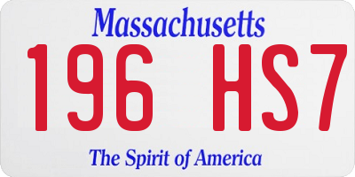 MA license plate 196HS7