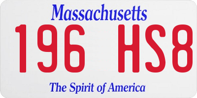 MA license plate 196HS8