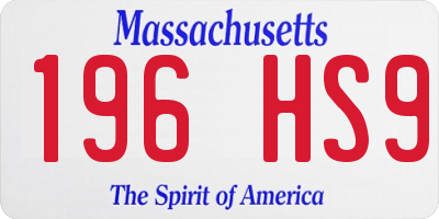 MA license plate 196HS9