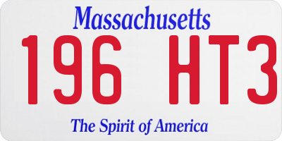 MA license plate 196HT3