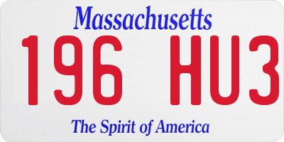 MA license plate 196HU3