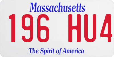 MA license plate 196HU4