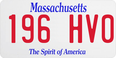 MA license plate 196HV0