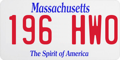 MA license plate 196HW0