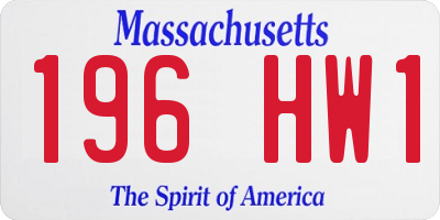 MA license plate 196HW1