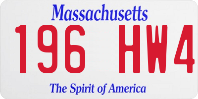 MA license plate 196HW4