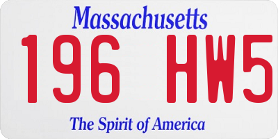 MA license plate 196HW5