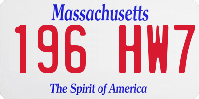 MA license plate 196HW7