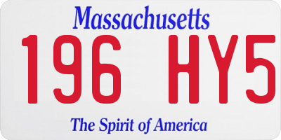 MA license plate 196HY5